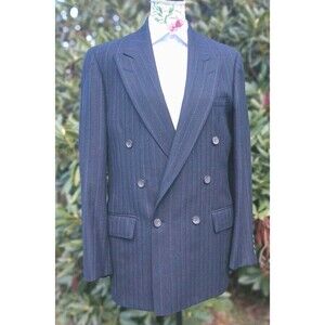 Britches Georgetown Double Breasted Dark Gray Men's Small Union ACTWU Pinstripe